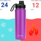 DRINCO Stainless Steel Water Bottle Spout Lid Vacuum Insulated Double Wall Water Bottle Wide Mouth (40oz 32oz 22oz 18oz 14oz) Leak Proof Keep Cold Sport Camping Hiking (22 oz, 22oz Purple)
