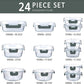 M MCIRCO 24-Piece Glass Food Storage Containers with Upgraded Snap Locking Lids,Glass Meal Prep Containers Set - Airtight Lunch Containers, Microwave, Oven, Freezer and Dishwasher