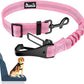 SlowTon Dog Seat Belt, Adjustable Dog Safety Belt Leash, 2 in 1 Latch Bar Attachment Dog Car Seatbelt with Elastic Nylon Bungee Buffer, Reflective Nylon Belt Tether(Pink,35.5in)