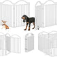 BHG Metal No-Assembly Freestanding Dog Gate with Door Walk Through, Extra Wide 96", Extra Tall 32" Pet Gate, Accordion Puppy Folding Playpen Dog Fence, with 2PCS Support (White, 8 Panels)