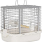 Bird Carrier Travel Cage, Durable Portable Stainless Steel Birdcage with Bird Perch & Feeding Bowl for Parrots Canaries Budgies Lovebirds Conures Cockatiels (Small White)