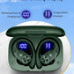 PocBuds Bluetooth Headphones Wireless Earbuds 80hrs Playtime Wireless Charging Case Digital Display Sports Ear Buds with Earhook Deep Bass IPX7 Waterproof Over-Ear Earphones for TV Phone Laptop Olive