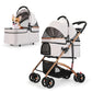 3-in-1 Foldable Pet Stroller for Medium Dogs & Cats (50lbs) - Detachable Carrier, Car Seat, Storage Basket, 5" Lockable Wheels
