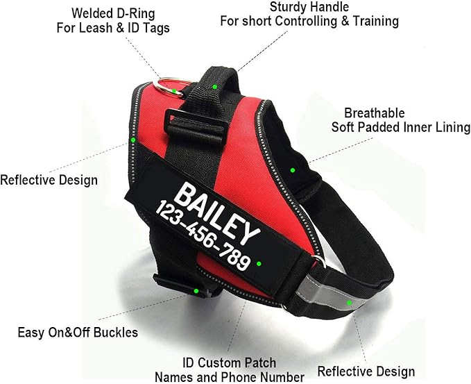 PawPawify Custom No Pull Dog Harness with Name and Phone Number, Heavy Duty Personalized Pet Vest to Prevent Tugging, Pulling, or Choking, Training and Walking (Orange, M (20-40 LBS))