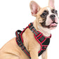 Eagloo Dog Harness Medium Sized, Easy Wearing with 3 Buckles, Adjustable No Pull Pet Harness with 2 Rings for Walking, No Chock Reflective Soft Padded Vest with Control Handle, Black & Red, M
