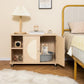 Tangkula Litter Box Enclosure, Hidden Cat Washroom with Storage Shelf, Sisal Scratching Doors, Adjustable Metal Feet, Modern Cat Litter Cabinet Storage Bench, Enclosed Litter Box Furniture (Natural)