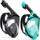 W WSTOO Full Face Snorkel Mask Adults,Suitable for Beginners Dry Top Snorkeling Gear,Can Your Mouth or Nose to Breathe,180 Degrees Panoramic View,Anti-Fog Anti-Leak,Summer Travel and Vacationing Gifts