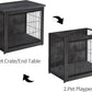 DWANTON Dog Crate Furniture with Cushion, Wooden Kennel Table with Double Doors, Indoor Dog House, Medium Size, 32.5" L, Dark Gray