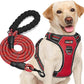 No Pull Dog Harness Adjustable Reflective Oxford Easy Control Medium Large Dog Harness with A Free Heavy Duty 5ft Dog Leash (S (Chest: 17.5"-21"), Red Harness+Leash)