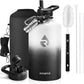 One Gallon Water Bottle Insulated, Triple Walled Vacuum Stainless Steel (Cold for 48 Hrs), Leak Proof & Non-BPA, Large Water Flask Jug with Paracord Handle & Straw Spout Lids