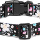 Mercano Adjustable Dog Collar - Special Design Patterns, Soft Nylon Comfortable Sturdy Pet Collar for Small Medium Large Dogs (M, Floral White)