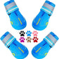 QUMY Dog Shoes for Large Dogs, Medium Dog Boots & Paw Protectors for Winter Snowy Day, Summer Hot Pavement, Waterproof in Rainy Weather, Outdoor Walking, Indoor Hardfloors Anti Slip Sole Blue 6
