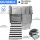 Professional Dog Grooming Tub, 50" Stainless Steel Dog Wash Station with Foldable Ramp, Storage Drawer, Floor Grate & Faucet/Dog Bathtub for Large, Medium & Small Pets - Left Door (50")