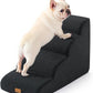 Gardner Pet Dog Stairs for Small Dogs 19.7" H, 4-Step Black Curved Pet Stairs, Dog Steps for High Bed (18-24 in), Couch with Durable Non-Slip Waterproof Fabric Cover and CertiPUR-US Certified Foam