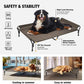 Veehoo Cooling Elevated Dog Bed, Guardrail Raised Pet Cot, Indoor & Outdoor XXL Pet Bed with Washable & Breathable Teslin Mesh, Non-Slip Feet, Dog Couch Bed, 62.5" x 37", Brown