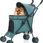 Umbrella Dog Stroller, 4 Wheels Pet Strolling, Foldable Carrier Pet Stroller for Small Dogs Cats, with Carrying Strap and Cup Holder, Dog Poop Bags & Dispenser, Up to 33 lbs, Dark Green