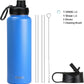 DRINCO Stainless Steel Water Bottle Spout Lid Vacuum Insulated Double Wall Water Bottle Wide Mouth (40oz 32oz 22oz 18oz 14oz) Leak Proof Keeps Cold or Hot (40 oz, 40oz Royal Blue)