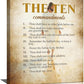 The Ten Commandments Christian Pictures Wall Art, Bible Verse Jesus Bathroom Wall Decor Religion Scripture Framed Painting Religious Canvas Artwork for Church Bedroom Living Room 16"L x 12"W