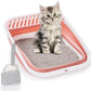 Open Top Cat Litter Box, Large Foldable Cat Potty Height-Adjustable Sides Anti-Splash, Open Air Kitty Litter Pan No Smell, Cat Toilet Easy Clean with Cat Litter Scoop (Pink)