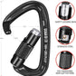 BEIFENG 25KN Auto Locking Carabiner - UIAA Certified Heavy Duty Climbing Carabiners for Rock Climbing, Camping, Rappelling, Hunting, Rescue Equipment - Professional Carabiner Clips (Black)
