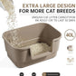 Cat Litter Box with Litter Mat and Scoop,High Wall Enclosed Cat Litter Boxes for Anti-Leakage, Covered Kitty Litter Box with Handle and Buckles for Portability and Privacy, Odor Control (Brown)
