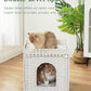 Cat Beds for Indoor Cats Extra Large Double Cat Cave Pet Cube, Handwoven Rattan Cat Houses with Double-Sided Soft Cushions, 18.5 x 20.5 x 19.1 Inches Foldable Hideaway in Living Room White