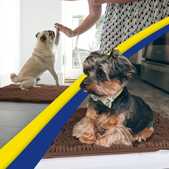 Muddy Mat® Shown on TV – Super Absorbent Door Mat Indoor, Microfiber Quick Dry Chenille Entryway Rug, Non-Slip Front Door Mat, Indoor Mats for Entryway, Machine Washable Pet Rug, Brown 36"x72"