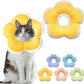 Cat Cone Collar Soft, Waterproof Cats Cones to Stop Licking After Surgery, Adjustable Soft Elizabeth Cats Collars for Wound Healing, Flower Shape Cat Recovery Collar (Yellow, Large)