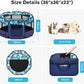 Dog Playpen, Pet Playpen, Portable Cat Playpen, Foldable Puppy Playpen Exercise Kennel Tent with Carry Case Collapsible Bowl,Water-Resistant Shade Cover for Indoor Outdoor Travel （Bule,Medium）