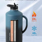 Trebo 128 oz Water Bottle Insulated with Handle, One Gallon Stainless Steel Metal Large Jug, Travel Flask with Straw Spout Lid, Mug Tumbler Cup with Carry Pouch, Keep Cold Hot, Indigo Black