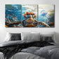 Wivsev Sea Turtle Canvas Wall Art,Under Sea Wall Art,Sea Life Pictures Wall Decor,Ocean Animal Painting for Bathroom,Living Room,Bedroom (24" x 36" x 3 pcs)