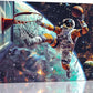 Quorin Astronaut Wall Art Funny Spaceman Basketball Pictures Space Galaxy Planet Wall Decor Canvas Print Painting Artwork for Bathroom Living Room Bedroom 16"x24"