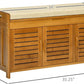Shoe Bench with Storage Cabinets, Bamboo Entryway Bench with Seating Cushion, 3 Doors and Hidden Compartment for Hallway, Brown