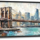 Extra Large Framed Brooklyn Bridge Wall Art,New York City Wall Decor,Abstract Skyline Cityscape Pictures for Living Room,Canvas Print Painting Modern Artwork Bedroom Office Bathroom 60L x30W