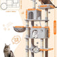 Taoqimiao Large Cat Tree，73-Inch Cat Tree Tower with 9 Scratching Posts for Indoor Cats, 2 Large Cat Condo with Hammock, Hanging Basket, 2 Extended Platform, Light Gray MS013XLW