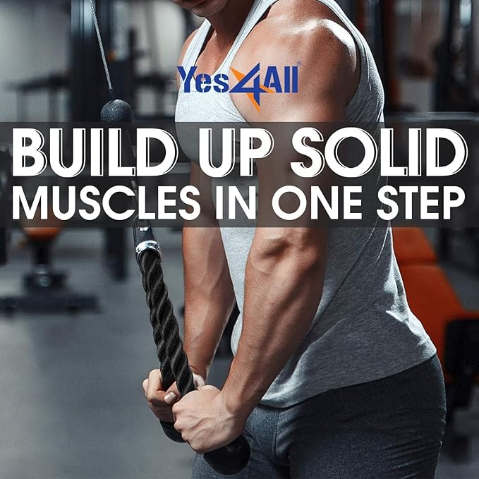 Yes4All Tricep Press Down Cable Machine Attachment Set, LAT Pulldown Attachment, Cable Machine Accessories for Home Gym
