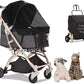 Lite Premium Light-Weight Dog/Cat/Pet Stroller Travel Carriage with Convertible Compartment/Zipper-Less Entry/1-Hand Quick Fold/Aluminum Frame for Small & Medium Pets (Black 2nd-Gen.)