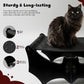Halloween Gothic Cat Bed with Bat Design, Wooden Elevated Cat Beds with Sisal Scratching Mat, Cats Scratcher Bed with Removable Fluffy Cushion, Raised Pet Bed for Large Cats, 22" L x 17.7" W, Black
