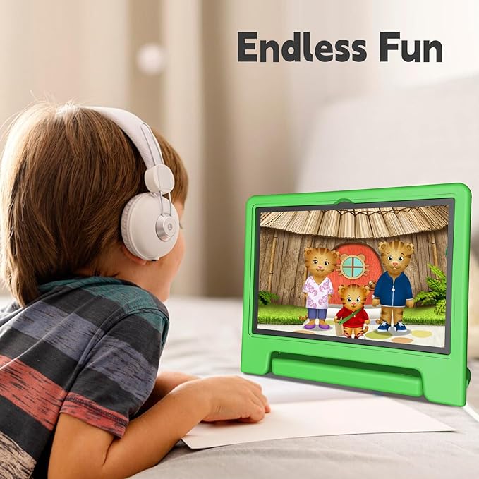 Kids Tablet, 10.1 Inch Tablet for Kids Android 14, 64GB Octa-Core, WiFi, Big Battery, Kids Space, Parental Control 1280 * 800 HD Display Children Tablets Green