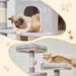 Taoqimiao 66-Inch Cat Tree Cat Tower for Indoor Cats, Plush Multi-Level Cat Condo with 7 Scratching Posts, 2 Perches, 2 Caves, Hammock, 2 Pompoms MS013W Light Gray