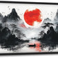Framed Large Japanese Mountain Wall Art for Living Room, Oversized Asian Red Sun Lake Landscape Wall Decor Nature Canvas Painting Home Decoration for Living Room Bedroom Office 36"x24"