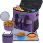 Large Pet Travel Bag Organizer - Dog & Cat Tote with Food Containers, Bowls, Feeding Mat, Perfect for Camping, Hiking (Multi-Pocket Design)