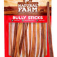 Natural Farm Odor-Free Thin Bully Sticks (12”, 12-Pack) All-Natural Long-Lasting Dog Chews, 100% Beef Pizzle, Grass-Fed, Grain-Free, Protein for Muscle Development & Energy, Perfect for Large Dogs