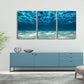 Wieco Art 3 Piece Blue Ocean Bottom Canvas Wall Art for Living Room Beach for Bedroom Wall Decor Seaview Pictures Painting On Canvas Modern Canvas Prints Artwork for Home Decorations