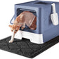 Cat Litter Box with X-Large Litter Mat and Scoop, Large Foldable Litter Box with Lid, Enclosed Kitty Box,Front Top Entry Exit, Odor Control Easy to Clean (Upgrade Midnight)