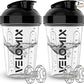 '-2 Pack- 20 oz Protein Shaker Bottles for Protein Mixes - 2x Wire Whisk, Leak Proof Shaker Cups for Protein Shakes and Pre Workout, Protein Shaker Bottle Pack, Protein Mixer Cup (Clear Prime)