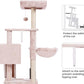 Heybly Cat Tree with Cat Self Groomer Brush, Cat Tower Condo for Indoor Cats with Padded Plush Perch, Cat House with Basket Scratching Board Post, Muchroom HCT005SMU