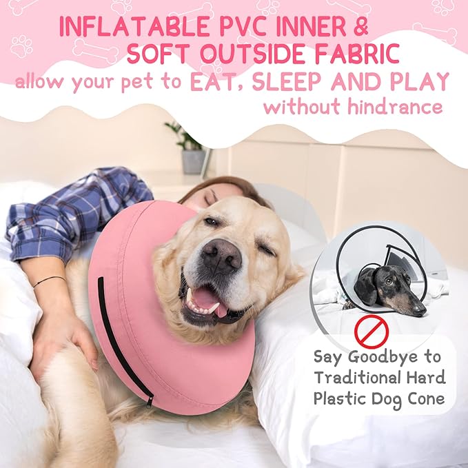 Supet Inflatable Dog Cone Collar for Small Dogs Puppies Cats, Soft Dog Cone Alternative After Surgery for Puppies Cats to Stop Licking