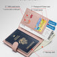 RFID Passport Holder Travel Wallet for Women, Leather Passport Cover Wallet with Card Holders SIM Slots,Zippered Coins Pocket and Cash Slot Slim Compact Travel Wallet (Pink)