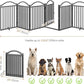 BHG Metal No-Assembly Freestanding Dog Gate with Door Walk Through, Extra Wide 144", Extra Tall 32" Pet Gate, Accordion Puppy Folding Playpen Dog Fence for Indoor & Outdoor, with 2PCS Support - Black